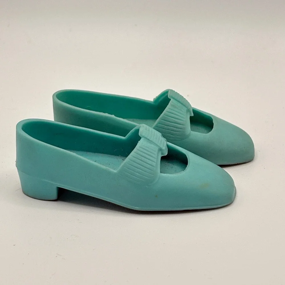 Vintage Ideal Crissy Doll Original Blue Shoes Squishy Turquoise Mary Jane CM9983